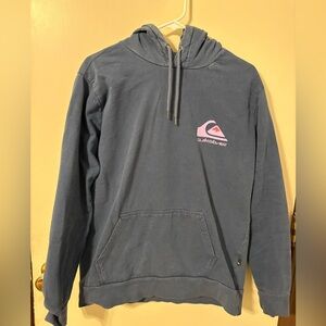 Quiksilver Hoodie Women’s Large Blue Spell Out Pullover Surf Skate Sweatshirt.